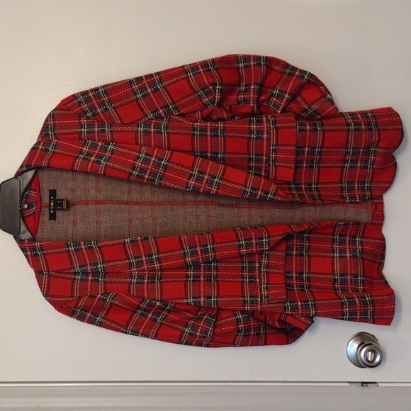 Revamped 90's Oversized Red Plaid Blazer size Small - Picture 2 of 16